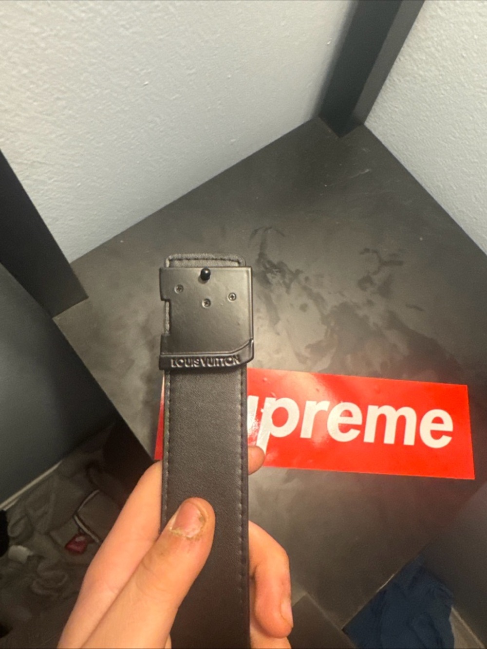 Louis Vuitton Black Monogram Leather Belt with LV Buckle - Picture 3 of 7